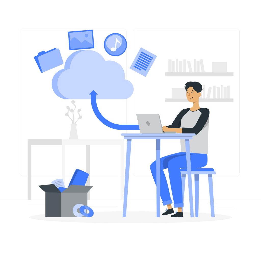 An-illustration-of a-person-using-a laptop-to-upload files to a cloud storage service.jpg